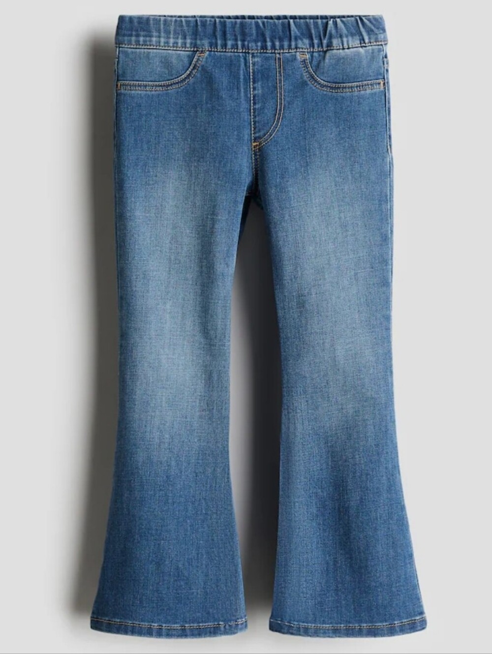 H&M Girl's Flare Denim Elastic Waist Jeans Size 6 Blue Faux Pockets